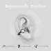 Detailed view of a black HiFuture FlexClip open-ear earbud with an ear clip, positioned in a diagram of a human ear.