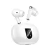 Front view of Hoco EQ26 Earbuds in white displayed beside the charging case.