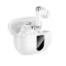 Front angled view of Hoco EQ26 Earbuds in white with open charging case.