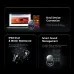Technical showcase view of Oraimo SpaceBuds 2 Earbuds illustrating dual device connection, sound boost, and connectivity icons on dark background
