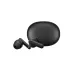 Front view of Realme TechLife Buds in black with compact charging case and one earbud placed outside