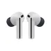 Front view of Samsung Galaxy Buds 3 FE in sleek white casing with black accents and silicone ear tips.