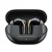 Angled view of the SoundPEATS Air5 Pro+ earbuds resting in their open black charging case.