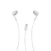Front view of the white Oraimo Conch 2C Type-C Earphone buds and the USB-C connector on a white background.