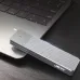 JEYI portable external SSD plugged into laptop, featuring sleek aluminum design with LED indicator on dark desk setup.