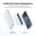 Exploded view of the UGREEN D619 power bank showing internal layers for Sufficient Heat Dissipation: Magnesium Aluminum Alloy, insulation, and circuit board.
