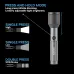 Front angled view of Philips SFL2142C4 Torch Light showing high, low, SOS, and strobe modes with telescopic zoom.