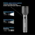 Front angled view of Philips SFL2243/56 Torch Light showing high, low, SOS, and strobe modes with telescopic zoom.