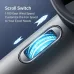 Close-up view of the Jisulife Pro1 Youth Edition Mini Handheld Fan scroll switch showing speed control detail on the handle.