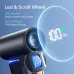 Close‑up view of the Jisulife ULTRA1 Mini Handheld Fan showing LED display and scroll wheel control for speed adjustment