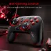 Angled view of Onikuma C1 Tri-Mode Gaming Controller with RGB joystick lighting and red ABXY buttons.