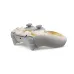Angled view of PS5 DualSense Ghost of Yotei controller highlighting textured grip and artistic gold accents