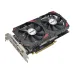Angled perspective view of AFOX Radeon RX 580 8GB GDDR5 graphics card showing dual cooling fans and PCIe connector.
