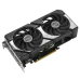 ASUS Dual GeForce RTX 5060 Ti 8GB OC graphics card at an angle, showing its dual fans.