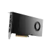 Side view of NVIDIA RTX 4000 Ada Generation Graphics Card showing blower fan, black shroud, and four DisplayPort outputs.