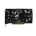 Side perspective of PNY RTX 5050 8GB dual fan graphics card with visible heatsink and compact form factor design