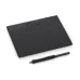 Front angled view of Wacom Intuos Pro Graphics Tablet Small with stylus and compact creative workspace design.