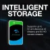 Close-up of Seagate Skyhawk AI HDD label highlighting support for 32 AI streams and 64 HD camera streams.