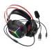 Front angle view of ACEFAST H16 wired headphone with RGB lighting and attached microphone.