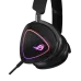ASUS ROG Delta II gaming headset with black earcups, glowing triangular ROG logo, and detachable microphone.