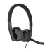 GeniusCall HS50 wired headset with boom mic, soft ear cushions, and adjustable headband for comfortable use