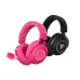 Fantech WHG07 ORBITA gaming headphones shown in pink and black variants with attached microphones.
