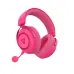 Vibrant pink Fantech Orbita WHG07 multi-platform wireless gaming headphone with matching padded ear cushions, headband, and a detachable boom microphone.