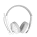 Front view of the Meetion MT‑BTH003 Bluetooth Wireless Headphone in white showing cushioned ear cups, control buttons, and adjustable headband design