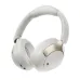 Angled view of white and gold QCY H3 Pro over-ear headphones with a padded headband and adjustable earcups.