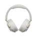 Front view of white and gold QCY H3 Pro over-ear headphones with a padded headband against a black background.