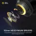 Exploded view of Corsair HS35 v3 Gaming Headset driver unit highlighting 50mm neodymium audio technology.