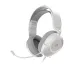 Close-up angled view of Corsair HS35 v3 Gaming Headset in white finish with cushioned ear pads and flexible mic.