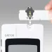 Close-up of a Bionime GM700 glucose meter as a test strip is inserted into the strip port correctly.