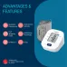 Promotional graphic showing Omron HEM‑7140T1 BP Monitor with listed features and cuff beside the device.