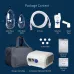 Complete package content box set of Omron NE-C28 Compressor Nebulizer Machine with masks, tubes, bag, and manual.   
