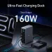 Anker 160W Prime Charging 14-in-1 Dual Display Docking Station powering laptop and devices with cables connected