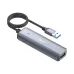 LDNIO DS-114U USB hub angled view with LED indicator, USB 3.0 port and durable braided cable connection