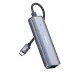 LDNIO DS-124C USB-C hub angled view showing LED indicator, durable cable and metallic finish adapter