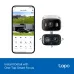 Smartphone and angled view of TP-Link Tapo C246D WiFi Camera highlighting dual-lens design and live feed display.