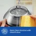 Close-up of Philips HR1832/00 Juicer smooth sieve being cleaned under running water with sponge.