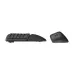 A straight side view of the right half of the black Rapoo 8810ME ergonomic keyboard and the vertical mouse next to it.