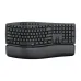 Aera WKM71 ergonomic wireless keyboard with wrist rest, full layout keys and sleek curved design in black