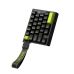 Angled view of Furycube M30HE Keyboard in black with neon green legends and strap labeled FURY CUBE for portability.
