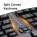 Close-up view of the Meetion DirectorC Wireless Keyboard Mouse Combo keyboard showing split curved keyframe and control dial.