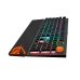 Angled side view of the Meetion MT-MK500 Wired Mechanical Gaming Keyboard highlighting raised keys and colorful lighting.
