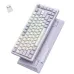 Angled view of purple Onikuma MT707 wireless mechanical keyboard showing top and back casing.