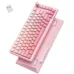Angled top and bottom view of pink Onikuma MT707 wireless mechanical keyboard with USB receiver