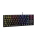 Top view of the Rapoo GK500-87 Backlit Mechanical Gaming Keyboard displaying full RGB illumination on all keys.