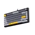 Front view of T-Wolf ZK82 Mechanical Keyboard with black frame, gray keys, yellow accents, and multifunction knob.