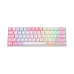 Front view of the all-white Zifriend KA646 Keyboard in white pink featuring vibrant rainbow RGB backlighting.